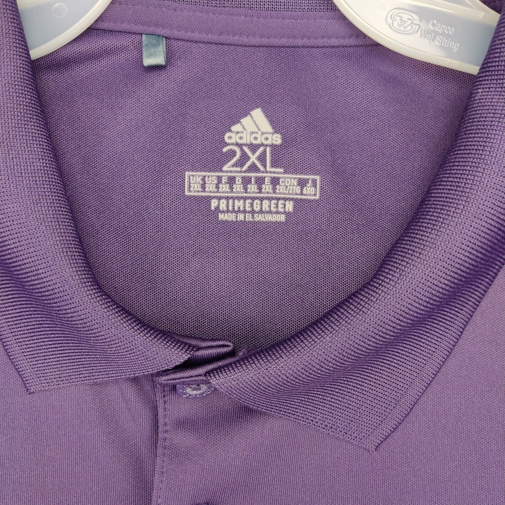 Adidas Polo Shirt Mens 2XL Purple Primegreen Golf Performance Short Sleeve - Picture 3 of 6